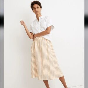 Madewell Smocked-Waist Midi Skirt in Stripe